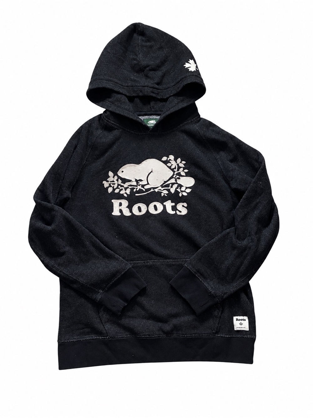 Roots Black Hoodie with White Beaver Logo